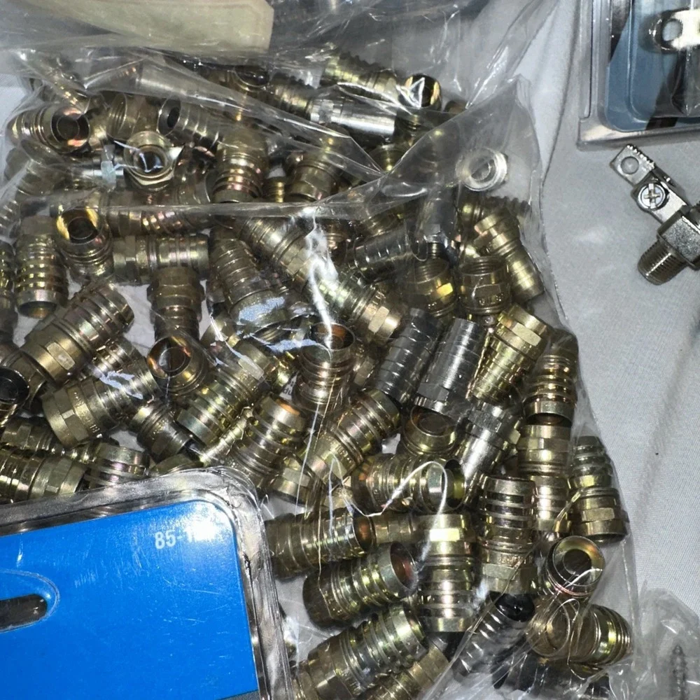 Lot Of Cable Installation Equipment : Crimps, Cable, Splitters, Wall Plates+